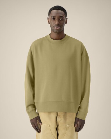 Ryler - Das Boxy Rundhals-Unisex-Sweatshirt aus recycelter Baumwolle - Faded Olive - XL bedrucken, Art.-Nr. STSU255C1531X