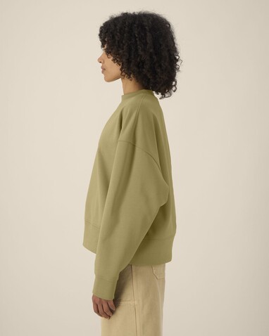 Ryler - Das Boxy Rundhals-Unisex-Sweatshirt aus recycelter Baumwolle - Faded Olive - XS bedrucken, Art.-Nr. STSU255C153XS