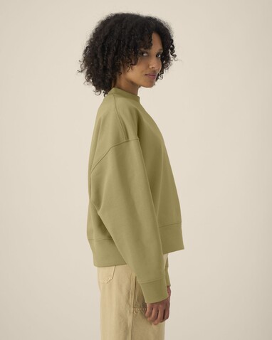 Ryler - Das Boxy Rundhals-Unisex-Sweatshirt aus recycelter Baumwolle - Faded Olive - XS bedrucken, Art.-Nr. STSU255C153XS