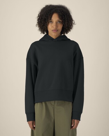 Voicer - Der Boxy Unisex-Hoodie aus recycelter Baumwolle - Black - L bedrucken, Art.-Nr. STSU256C0021L