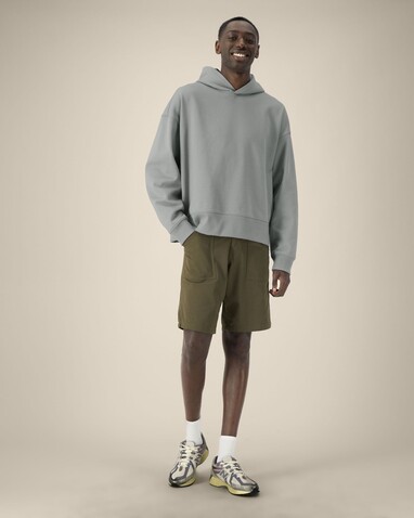 Voicer - Der Boxy Unisex-Hoodie aus recycelter Baumwolle - Misty Grey - XS bedrucken, Art.-Nr. STSU256C138XS