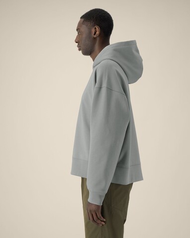 Voicer - Der Boxy Unisex-Hoodie aus recycelter Baumwolle - Misty Grey - XS bedrucken, Art.-Nr. STSU256C138XS