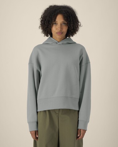 Voicer - Der Boxy Unisex-Hoodie aus recycelter Baumwolle - Misty Grey - XS bedrucken, Art.-Nr. STSU256C138XS