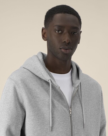 Astor - Der Unisex-Zip-Hoodie aus Baumwolle-TENCEL™ Modal - Heather Grey - XXS bedrucken, Art.-Nr. STSU261C2502S