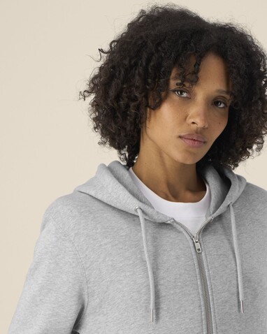 Astor - Der Unisex-Zip-Hoodie aus Baumwolle-TENCEL™ Modal - Heather Grey - XXS bedrucken, Art.-Nr. STSU261C2502S