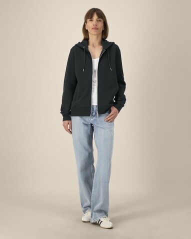 Astor - Der Unisex-Zip-Hoodie aus Baumwolle-TENCEL™ Modal - Black - XL bedrucken, Art.-Nr. STSU261C0021X