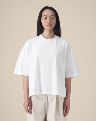 Hypster - Das Unisex-T-Shirt Boxy aus recycelter Baumwolle - White - S bedrucken, Art.-Nr. STTU258C0011S