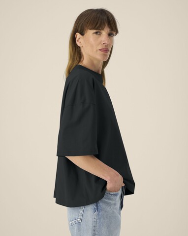 Hypster - Das Unisex-T-Shirt Boxy aus recycelter Baumwolle - Black - XXS bedrucken, Art.-Nr. STTU258C0022S