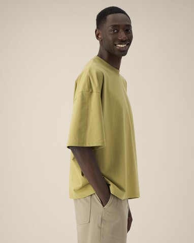 Hypster - Das Unisex-T-Shirt Boxy aus recycelter Baumwolle - Faded Olive - 3XL bedrucken, Art.-Nr. STTU258C1533X