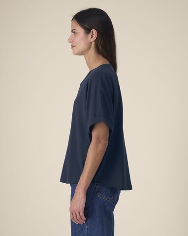 Stella Collider - Das Oversized Damen-T-Shirt mit gekrempelten Ärmeln - French Navy - S bedrucken, Art.-Nr. STTW089C7271S