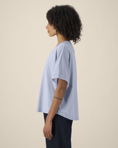Stella Collider - Das Oversized Damen-T-Shirt mit gekrempelten Ärmeln - Serene Blue - L bedrucken, Art.-Nr. STTW089C0571L