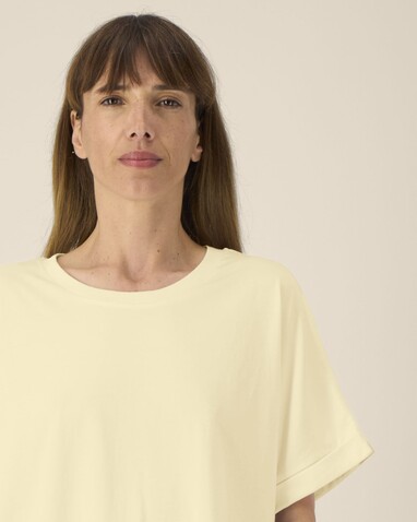 Stella Collider - Das Oversized Damen-T-Shirt mit gekrempelten Ärmeln - Butter - XS bedrucken, Art.-Nr. STTW089C078XS Stella Collider - Das Oversized Damen-T-Shirt mit gekrempelten Ärmeln - Butter - XS bedrucken, Art.-Nr. STTW089C078XS