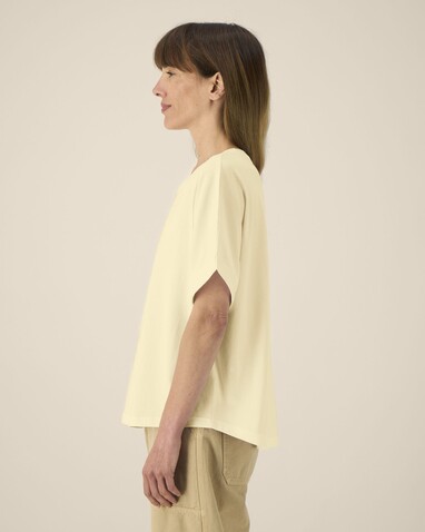 Stella Collider - Das Oversized Damen-T-Shirt mit gekrempelten Ärmeln - Butter - L bedrucken, Art.-Nr. STTW089C0781L Stella Collider - Das Oversized Damen-T-Shirt mit gekrempelten Ärmeln - Butter - L bedrucken, Art.-Nr. STTW089C0781L