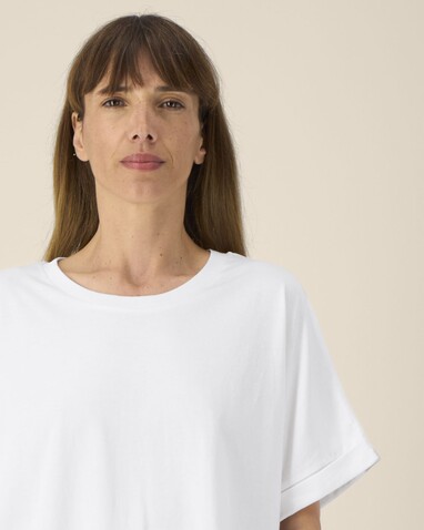 Stella Collider - Das Oversized Damen-T-Shirt mit gekrempelten Ärmeln - White - M bedrucken, Art.-Nr. STTW089C0011M
