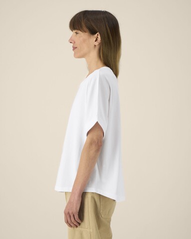 Stella Collider - Das Oversized Damen-T-Shirt mit gekrempelten Ärmeln - White - S bedrucken, Art.-Nr. STTW089C0011S