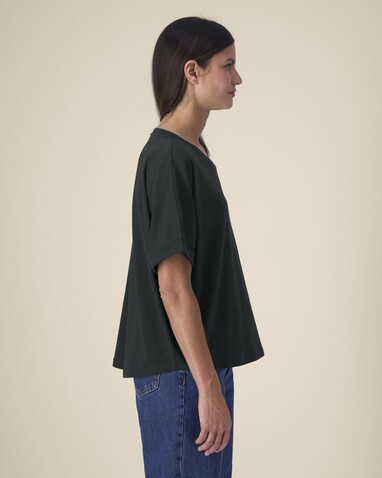 Stella Collider - Das Oversized Damen-T-Shirt mit gekrempelten Ärmeln - Black - XL bedrucken, Art.-Nr. STTW089C0021X