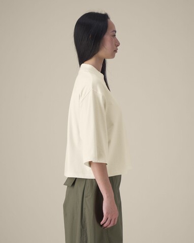 Stella Raya - Das kurze Damen-T-Shirt aus recycelter Baumwolle - Natural Raw - XXL bedrucken, Art.-Nr. STTW259C0542X