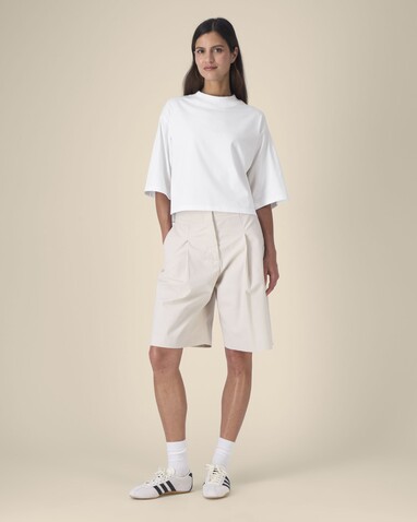 Stella Raya - Das kurze Damen-T-Shirt aus recycelter Baumwolle - White - L bedrucken, Art.-Nr. STTW259C0011L