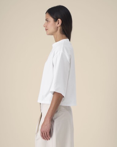 Stella Raya - Das kurze Damen-T-Shirt aus recycelter Baumwolle - White - M bedrucken, Art.-Nr. STTW259C0011M