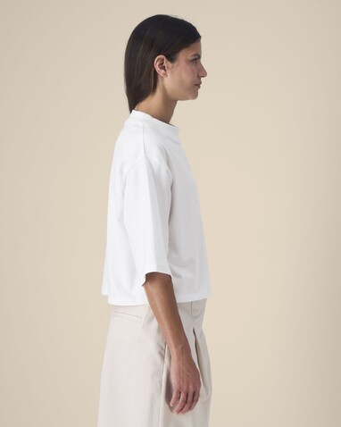 Stella Raya - Das kurze Damen-T-Shirt aus recycelter Baumwolle - White - L bedrucken, Art.-Nr. STTW259C0011L