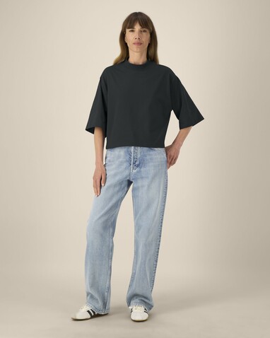 Stella Raya - Das kurze Damen-T-Shirt aus recycelter Baumwolle - Black - S bedrucken, Art.-Nr. STTW259C0021S Stella Raya - Das kurze Damen-T-Shirt aus recycelter Baumwolle - Black - S bedrucken, Art.-Nr. STTW259C0021S