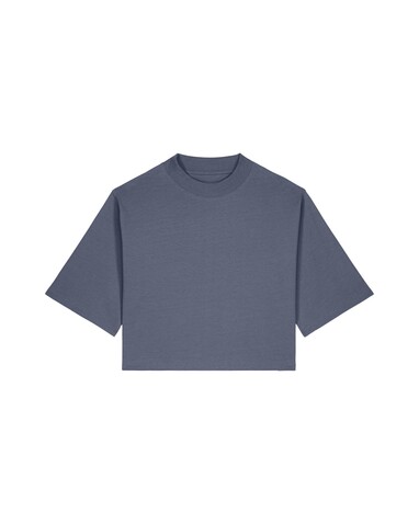 Stella Raya - Das kurze Damen-T-Shirt aus recycelter Baumwolle - Blue Grey - XS bedrucken, Art.-Nr. STTW259C156XS