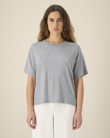 Stella Etta - Das Damen-T-Shirt aus Baumwolle-TENCEL™ Modal - Heather Grey - XXL bedrucken, Art.-Nr. STTW264C2502X