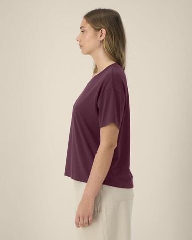 Stella Etta - Das Damen-T-Shirt aus Baumwolle-TENCEL™ Modal - Deep Plum - XL bedrucken, Art.-Nr. STTW264C1511X