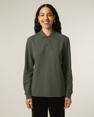 Prepster 2.0 Long Sleeve - Das Langarm-Unisex-Polo - Khaki - M bedrucken, Art.-Nr. STPU223C2231M