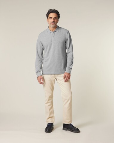 Prepster 2.0 Long Sleeve - Das Langarm-Unisex-Polo - Heather Grey - XXL bedrucken, Art.-Nr. STPU223C2502X