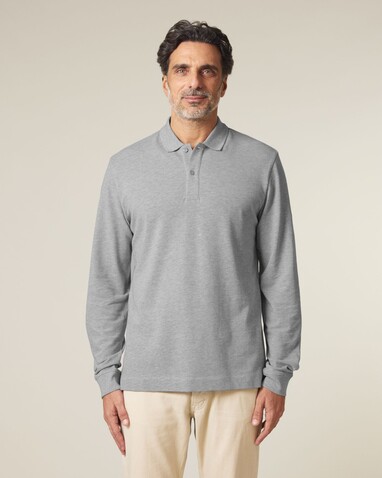Prepster 2.0 Long Sleeve - Das Langarm-Unisex-Polo - Heather Grey - L bedrucken, Art.-Nr. STPU223C2501L Prepster 2.0 Long Sleeve - Das Langarm-Unisex-Polo - Heather Grey - L bedrucken, Art.-Nr. STPU223C2501L
