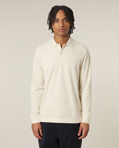 Prepster 2.0 Long Sleeve - Das Langarm-Unisex-Polo - Natural Raw - M bedrucken, Art.-Nr. STPU223C0541M