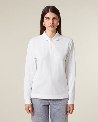 Prepster 2.0 Long Sleeve - Das Langarm-Unisex-Polo - White - XXL bedrucken, Art.-Nr. STPU223C0012X