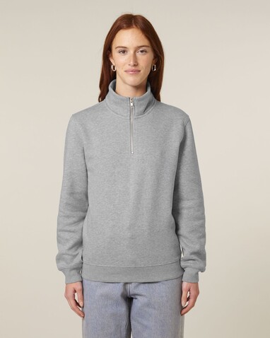Trucker 2.0 - Das Unisex-Sweatshirt mit kurzem Reißverschluss - Heather Grey - M bedrucken, Art.-Nr. STSU204C2501M Trucker 2.0 - Das Unisex-Sweatshirt mit kurzem Reißverschluss - Heather Grey - M bedrucken, Art.-Nr. STSU204C2501M