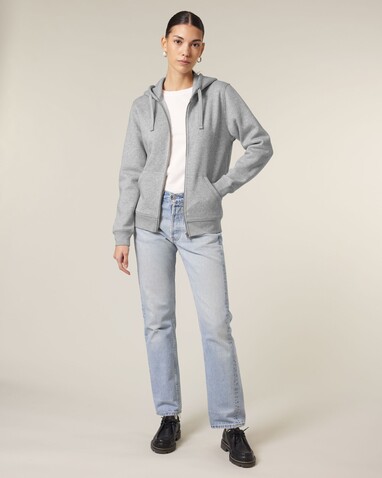 Mixer - Der Unisex-Zip-Hoodie - Heather Grey - M bedrucken, Art.-Nr. STSU205C2501M