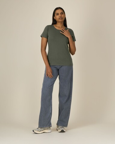 Stella Expresser 2.0 - Das Fitted Damen-T-Shirt - Khaki - XS bedrucken, Art.-Nr. STTW079C223XS
