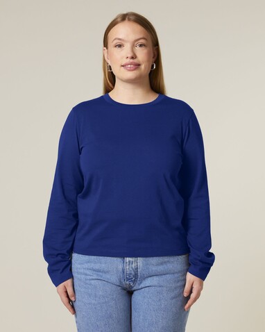 Stella Muser Long Sleeve - Das Iconic Langarm-Damen-T-Shirt - Worker Blue - L bedrucken, Art.-Nr. STTW219C0881L