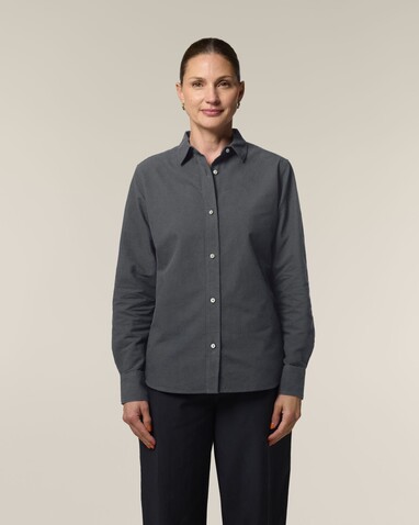 Stella Oxford Shirt - Das Damen-Oxfordhemd - Anthracite - 3XL bedrucken, Art.-Nr. STWW971C2533X