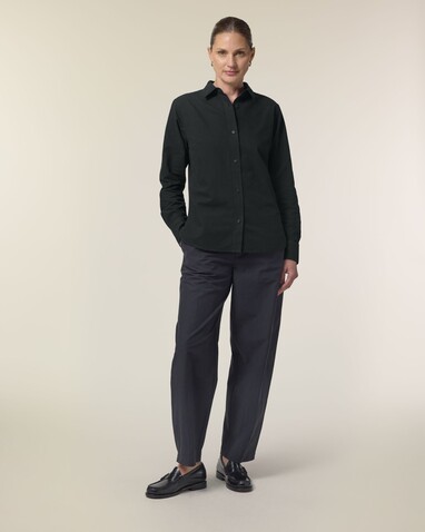 Stella Oxford Shirt - Das Damen-Oxfordhemd - Black - M bedrucken, Art.-Nr. STWW971C0021M
