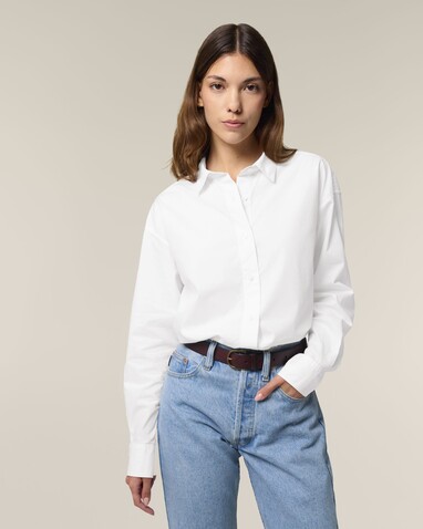 Stella Styler Shirt - Das Relaxed Damen-Popelinehemd - White - XL bedrucken, Art.-Nr. STWW973C0011X Stella Styler Shirt - Das Relaxed Damen-Popelinehemd - White - XL bedrucken, Art.-Nr. STWW973C0011X