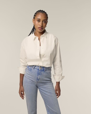 Stella Styler Shirt - Das Relaxed Damen-Popelinehemd - Cream - S bedrucken, Art.-Nr. STWW973C3611S