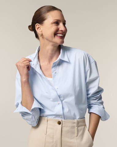 Stella Styler Shirt - Das Relaxed Damen-Popelinehemd - Summer Blue - XL bedrucken, Art.-Nr. STWW973C3661X Stella Styler Shirt - Das Relaxed Damen-Popelinehemd - Summer Blue - XL bedrucken, Art.-Nr. STWW973C3661X