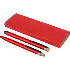 Recyceltes Aluminium lackiertes Stiftset Ilaria – Rot bedrucken, Art.-Nr. 008999128_1351333