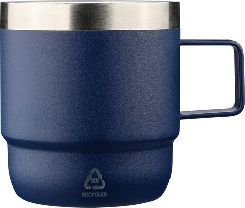 Recycelter Edelstahl-Becher mit doppelter Wand (180 ml) Lilia – Blau bedrucken, Art.-Nr. 005999999_1353904
