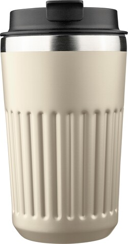 Recycelter Edelstahl-Reisebecher (400 ml) Chiara – beige bedrucken, Art.-Nr. 357999999_1353907