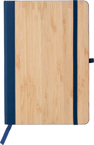 Notizbuch Dorita aus PU und Bambus – Blau bedrucken, Art.-Nr. 005999999_1420999