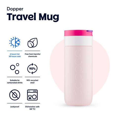 Dopper Travel Mug | 400 ml – Berry Pink bedrucken, Art.-Nr. 988999999_1465042