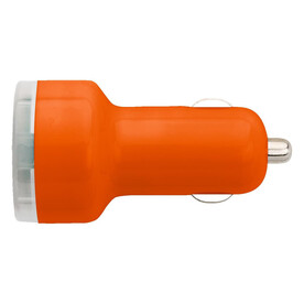 USB-KFZ Ladestecker &amp;#039;Duo&amp;#039; aus Kunststoff – Orange bedrucken, Art.-Nr. 007999999_3280
