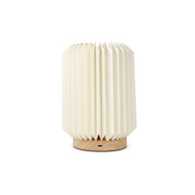 Coollux faltbare Papier LED-Lampe Aurora auf Holzsockel, 22cm - Natur bedrucken, Art.-Nr. LT40725-N0094