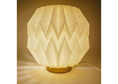 Coollux faltbare, von Origami inspirierte Papier-LED-Lampe Luna 25cm - Natur bedrucken, Art.-Nr. LT40727-N0094